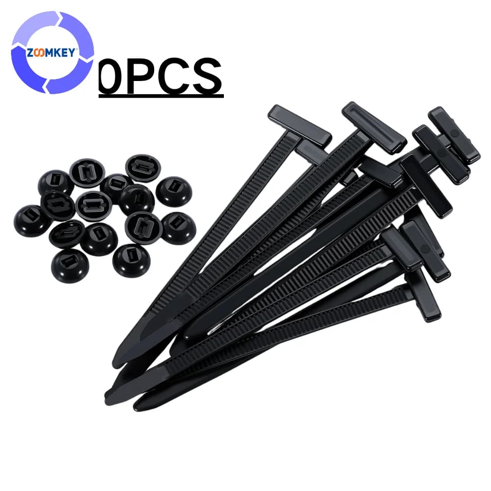 100PCS Nylon Universal Cable Heavy Duty Tie Buckle Self Locking Zip Ties Holder