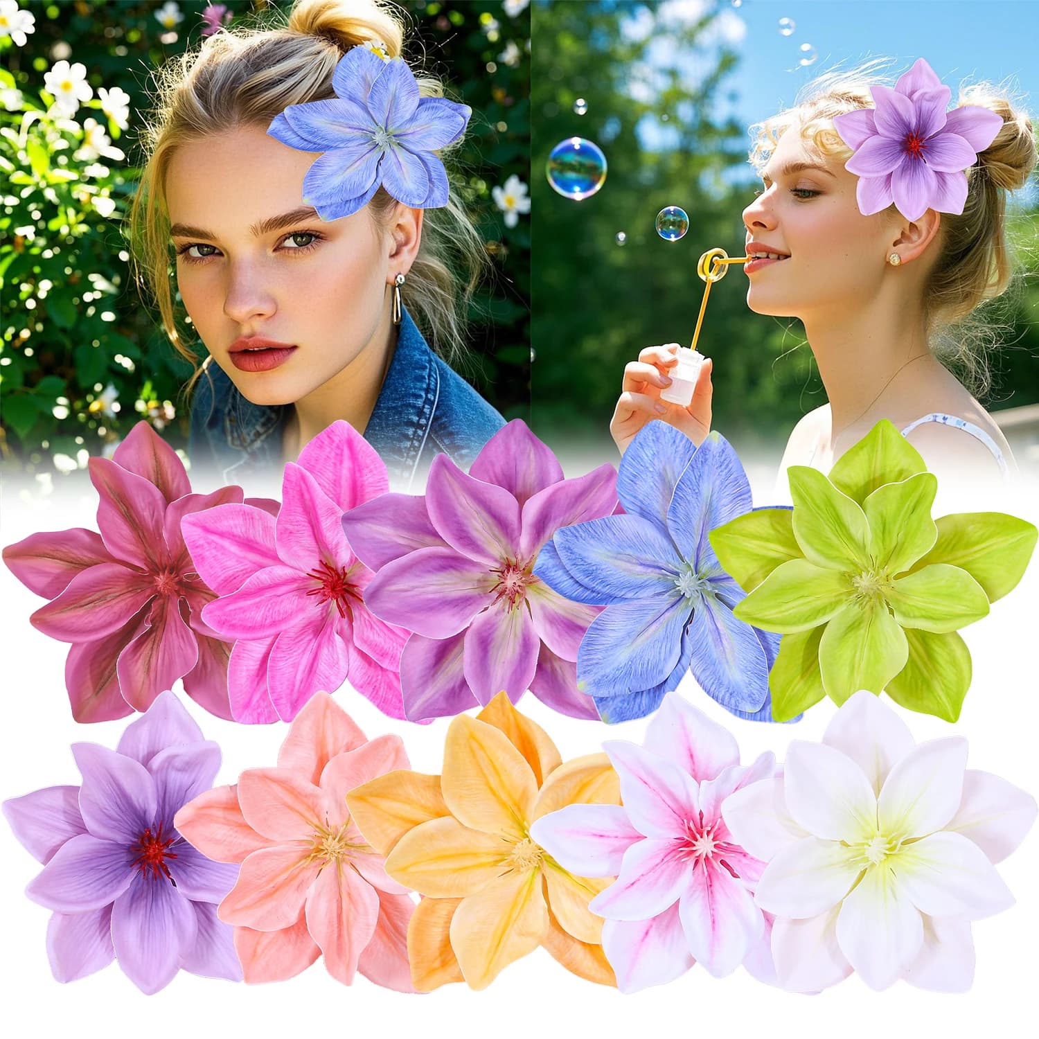 1/5pcs Ragazze 3D Simulato Fiore di Tulipano Pinze Fiore Perni di Capelli Barrettes Vacanza Hawaiana Coda di Cavallo Titolare Accessori Per Capelli