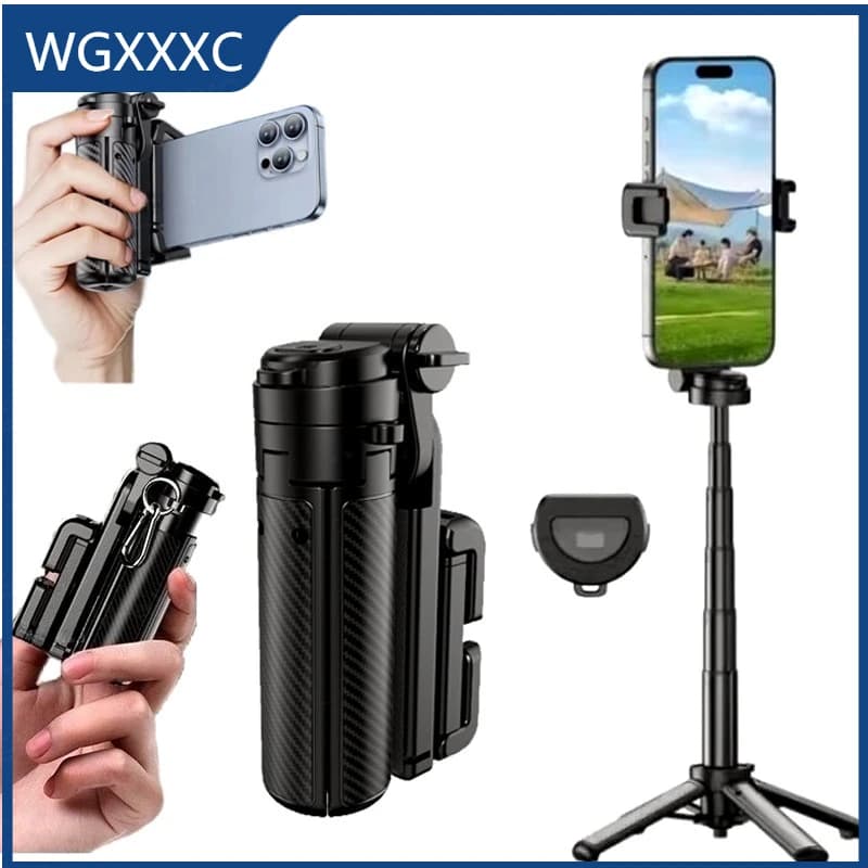 Mini Selfie Stick con supporto a tre angoli, supporto pieghevole per telefono con telecomando rimovibile per iPhone, smartphone, supporto portatile da viaggio