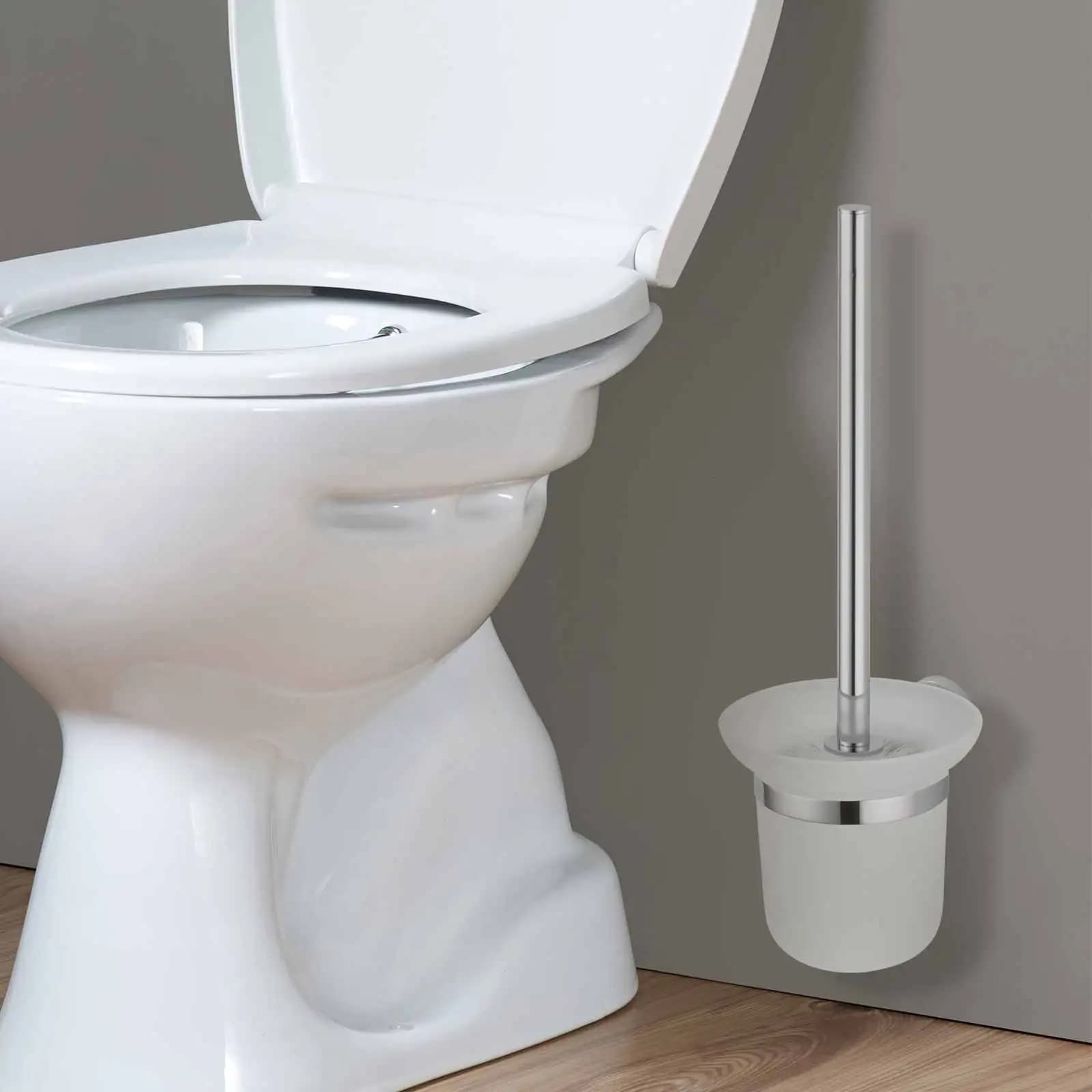 Porta scopino in vetro Porta scopino in vetro smerigliato Porta scopino per bagno Tazza per bagni di famiglia Risparmia spazio e mantenere pulito