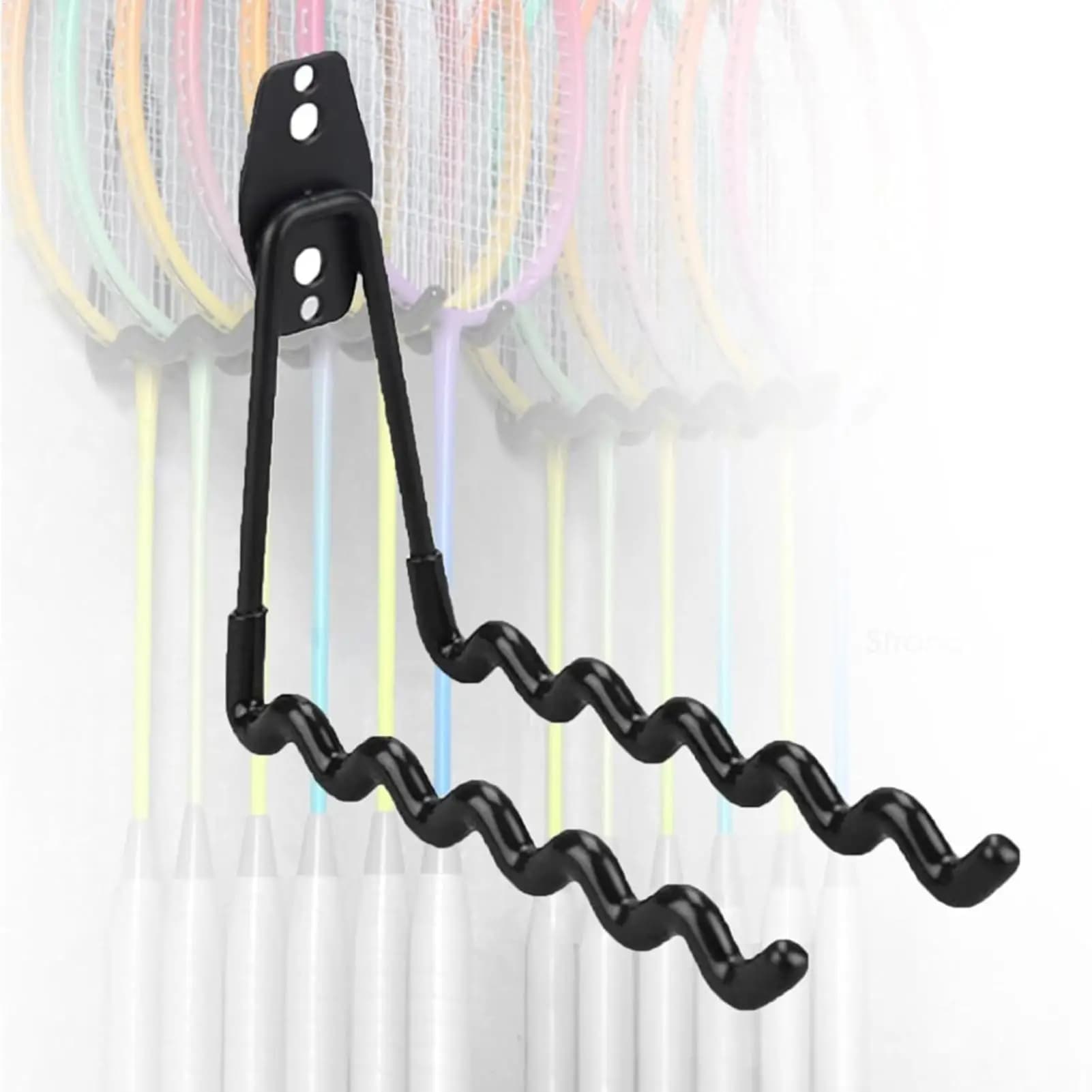 Wall Mounted Racket Holder Tennis Racket Holder Storage Organizer Wall Mount Tool Organizer Holds 6 Racquets Display Rack
