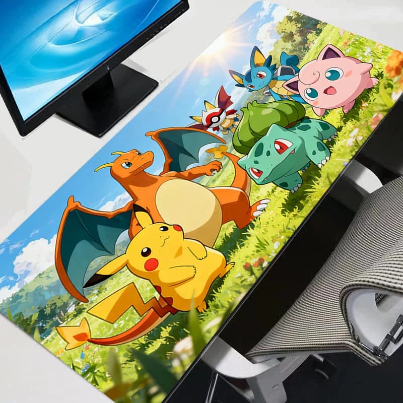 Tappetino per Mouse da Gioco Pokemon Pikachu XXL, Tappetino Esteso per Computer, Tappetino da Scrivania in Gomma Durevole per Tastiera
