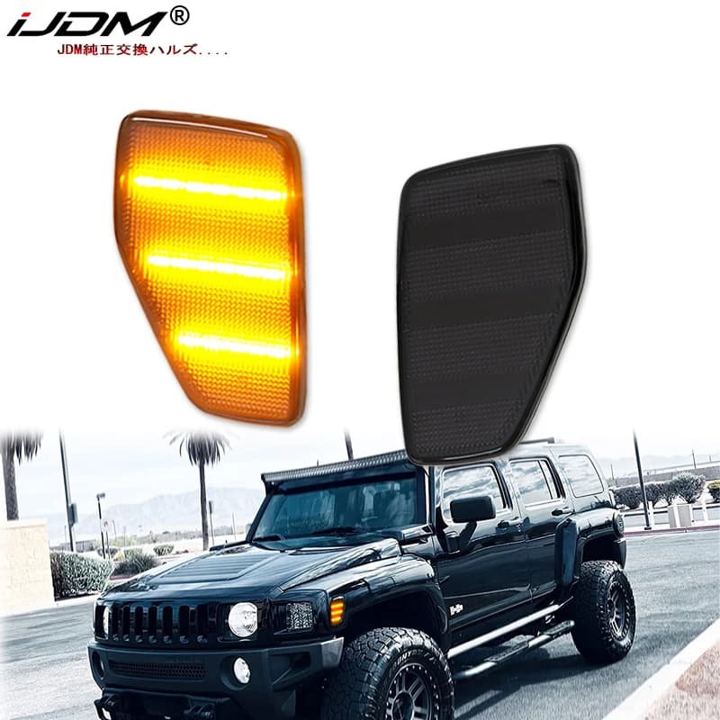 iJDM Auto Ambra Triple-Fila LED Strip Parafang Front Side position lights Compatible with Hummer H3 H3T Direction indicator 06-2010