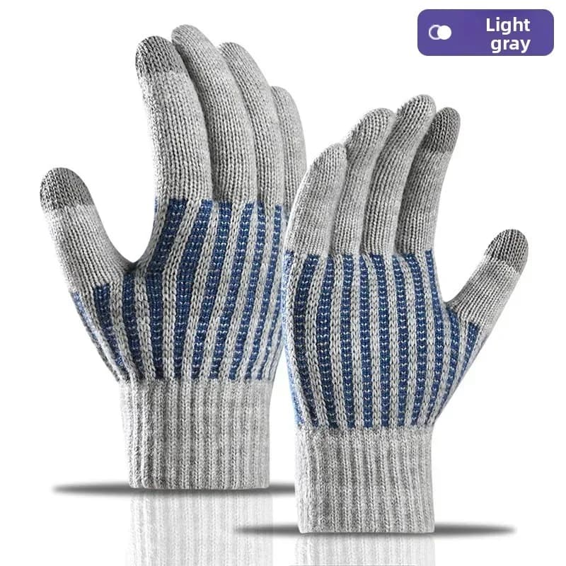 Guanti in maglia di grandi dimensioni da uomo con touch screen a prova di freddo in lana calda ispessita invernale