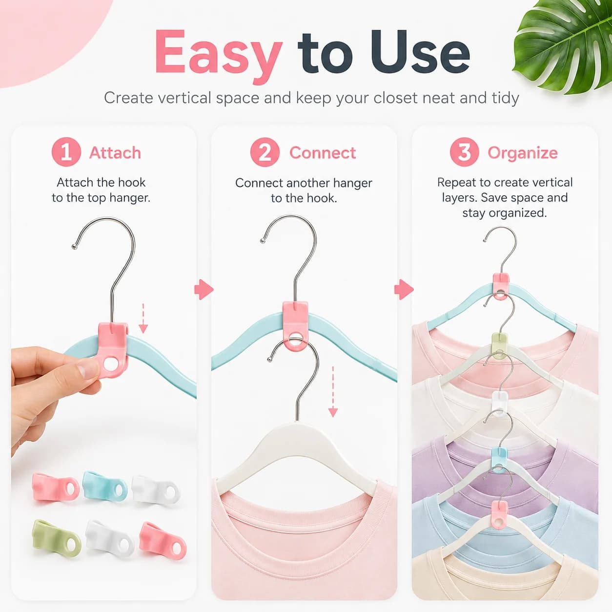 20PCS Clothes Hanger Connector Hooks, Space Saving Closet Organizer, Stackable Hanger Extender Hooks for Wardrobe Storage, Laundry Room Accessories