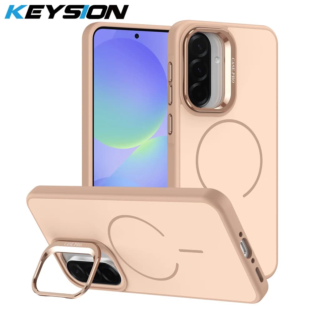 Custodia per telefono KEYSION con supporto per obiettivo effetto pelle opaca per MagSafe, antiurto magnetica per Samsung A56 5G, A36 5G, Galaxy A16 5G