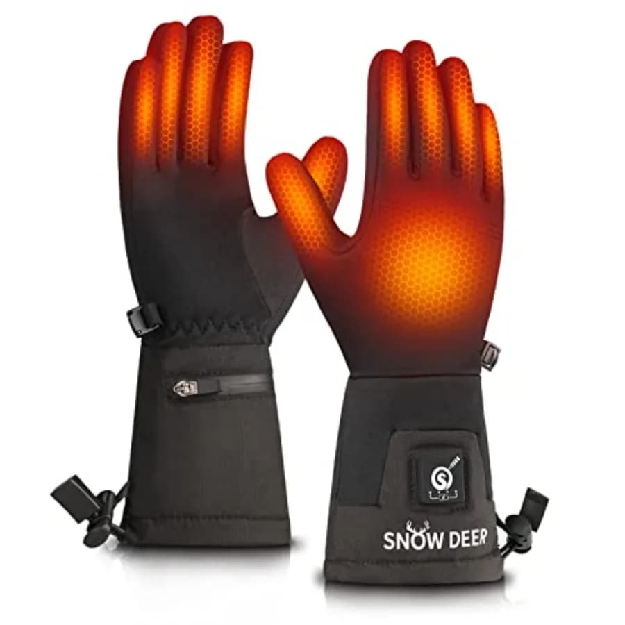 Heated Glove Liners for Motorcycle Ski Snow Use, Carbon Fiber Heating Element, Black, 3 Heat Levels 6-Hour Runtime