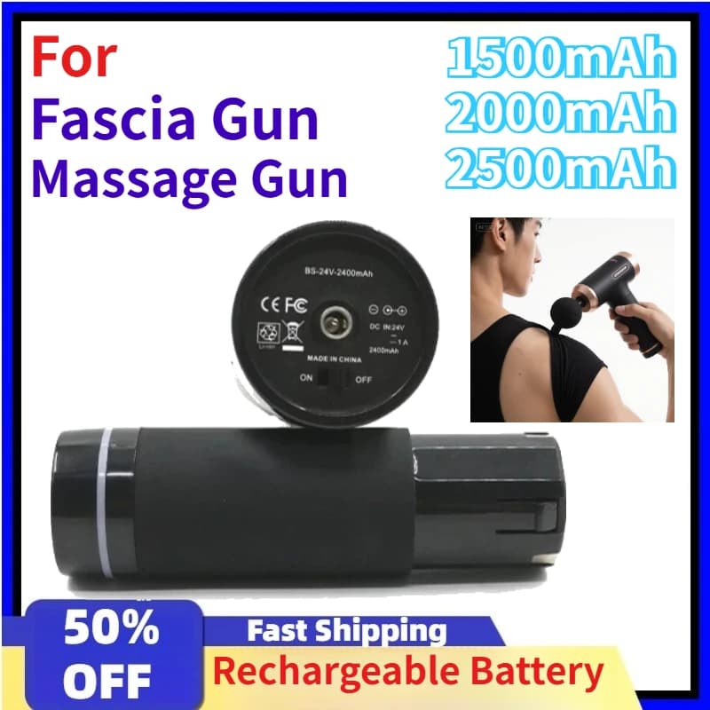 24V 1500/2000/2500mAh Rechargeable Lithium Battery, Updated for Massage Gun and Silent Electric Massage for Collo