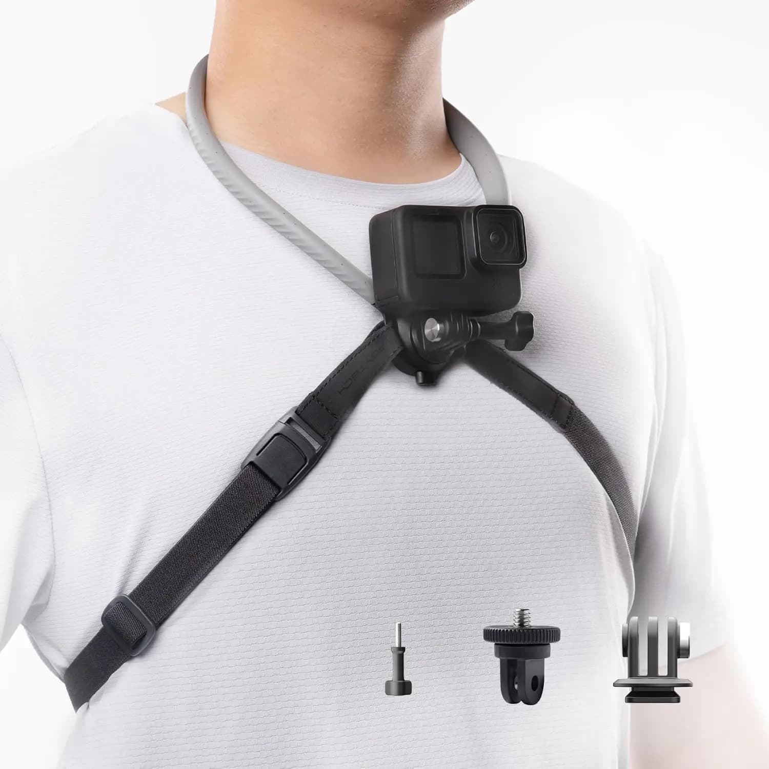 PGYTECH Caplock supporto per la presa del collo supporto per il torace per GoPro 12/11/10 Insta360/DJI Osmo Action Silicone Action Camera/accessori per telefoni