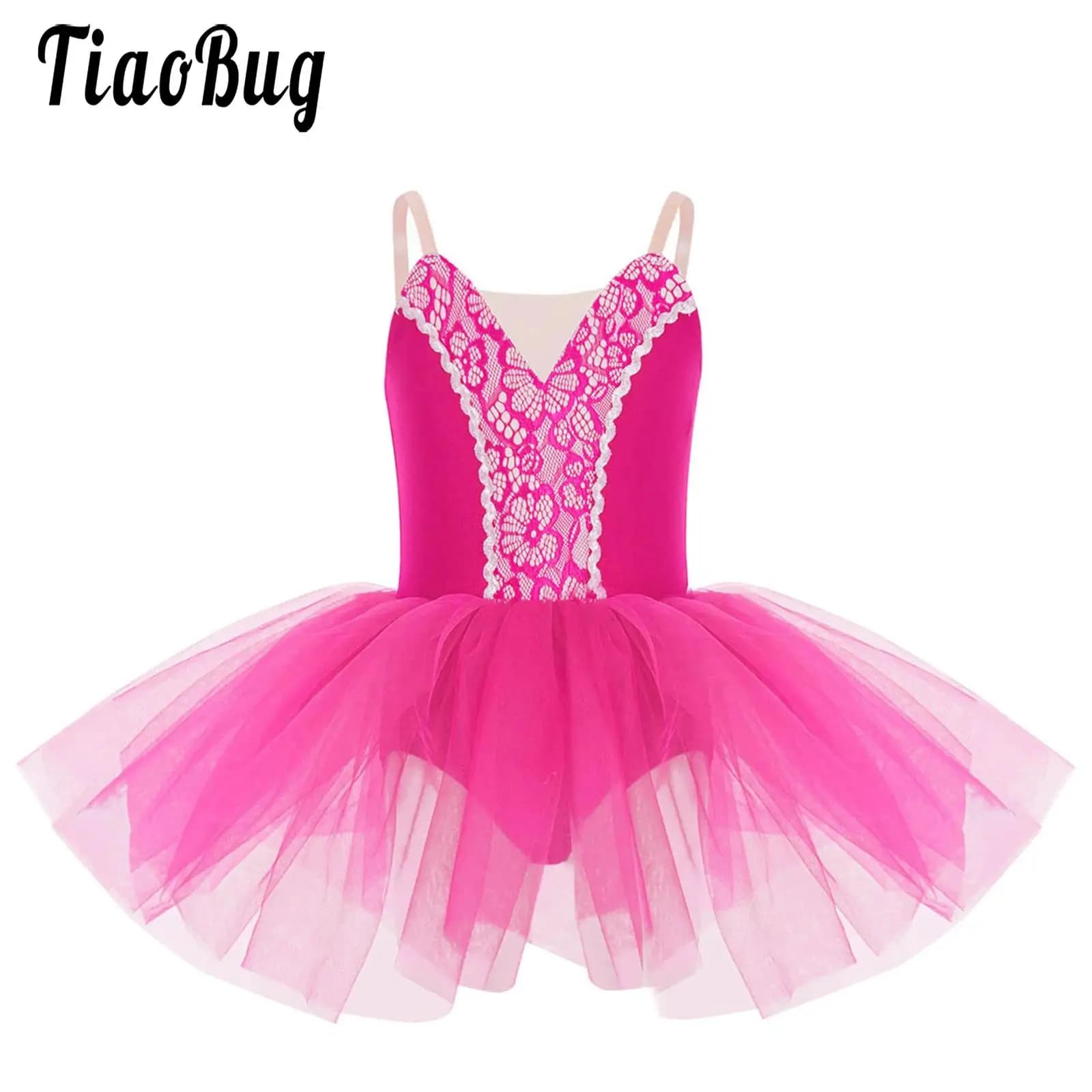 Bambini Ragazze Balletto Danza Tutu Body senza maniche Tulle Gonna Abito Ballerina Ginnastica Pattinaggio Performance sul palco Dancewear