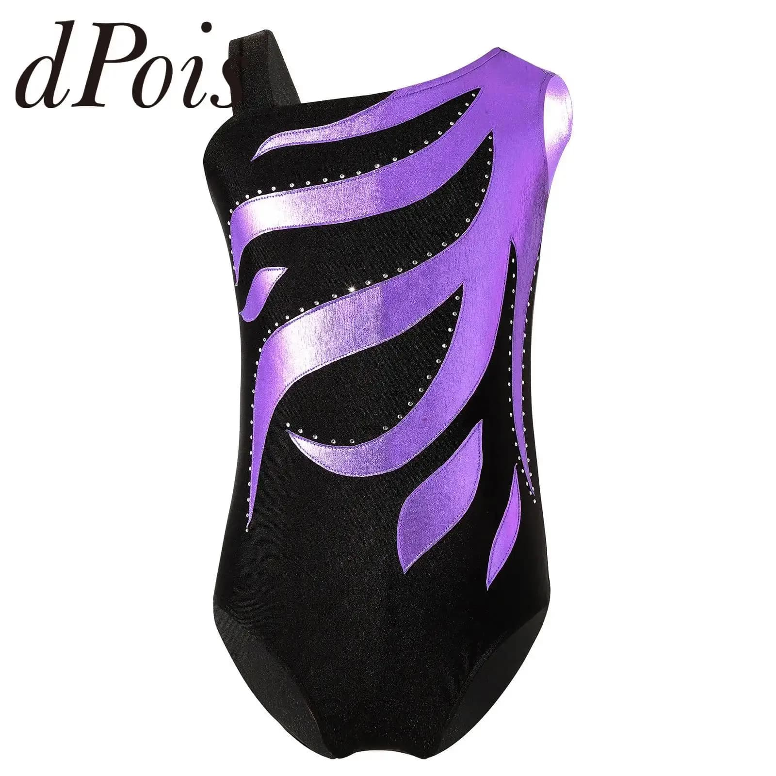 Body per danza classica metallizzato lucido per bambini Body per pattinaggio su ghiaccio per ragazze Adolescenti Tuta da ginnastica senza maniche Dancewear