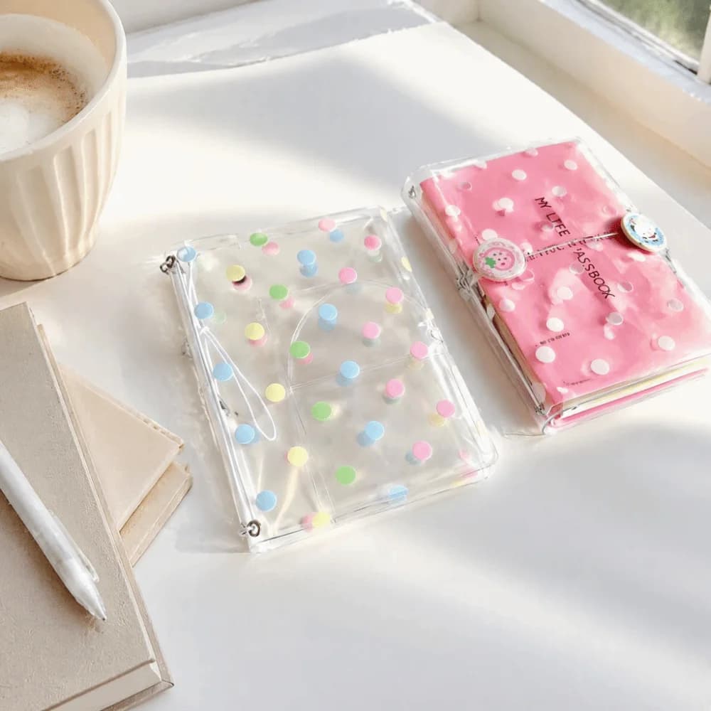 Polka Dot Print Transparent Passport Cover Durable Waterproof Clear Passport Holder Cover ID Window Elastic Band Design