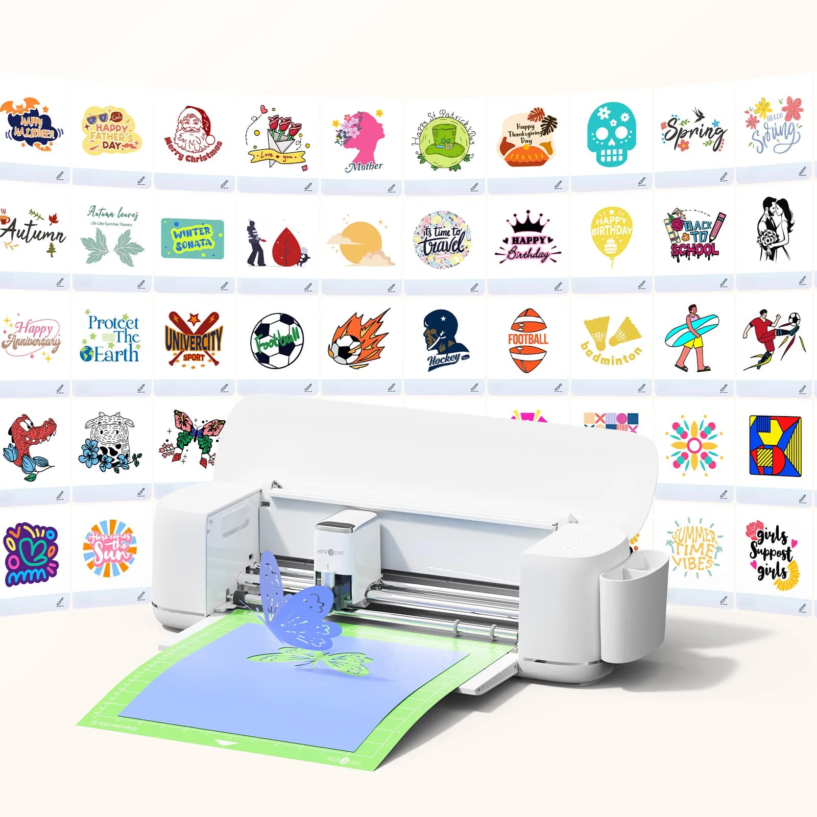 HTVRONT Cutting Machine 2，AI-Powered 5 in 1 Vinyl Cutting Machine Smart Cutting Machine ，Compatible with iOS Android Windows Mac