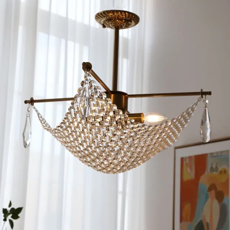 Lampadari di cristallo di lusso americani a forma di rete da pesca, ristorante, villa, caffetteria, cucina, soggiorno, camera da letto