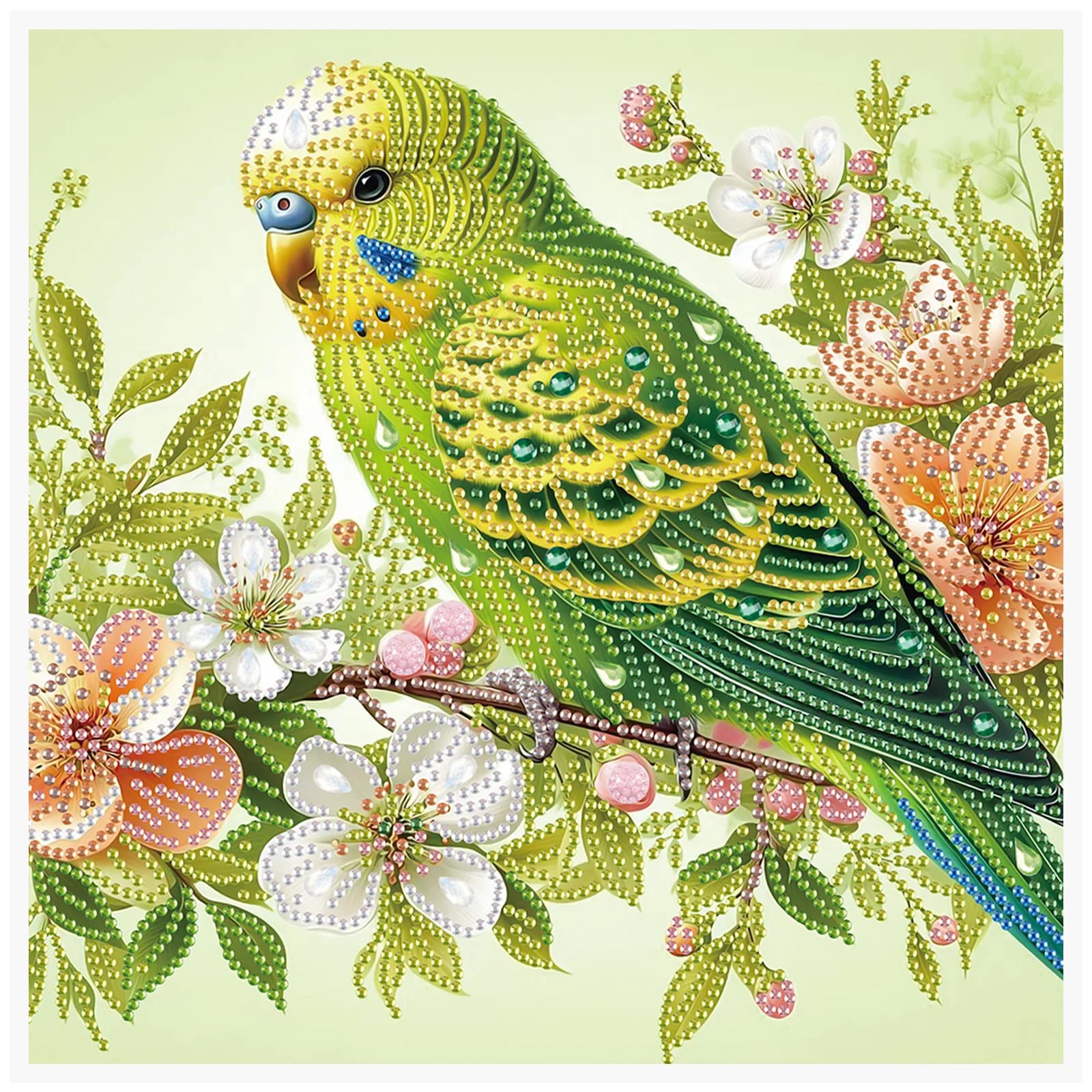 Kit artistici con diamanti a forma speciale per principianti e adulti, kit di pittura con diamanti con pappagallo verde fai da te per regali di decorazione della parete di casa