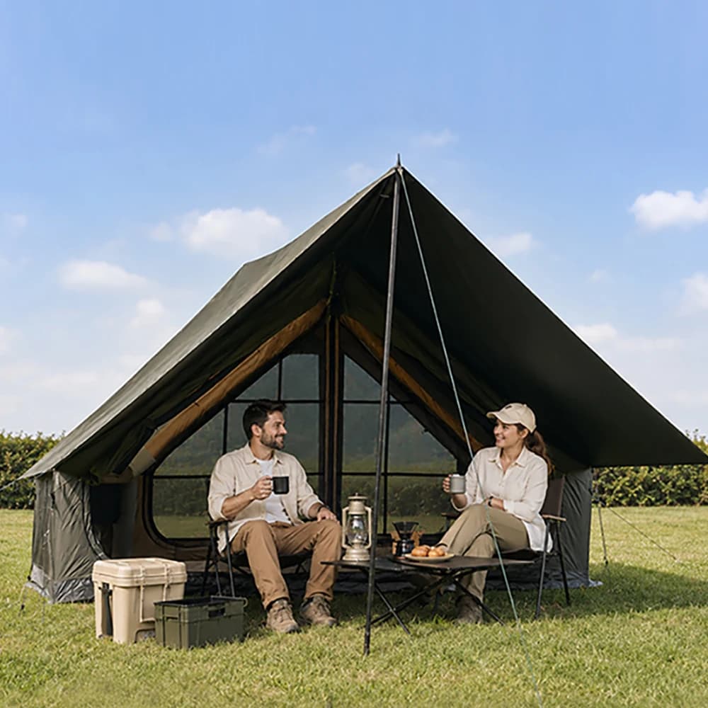 Inflatable Camping Tent with Skylight,Quick Setup Blow Up Tent with Canopy/Rainfly,4 Season Air Tent with Stove Jack&AC Vent