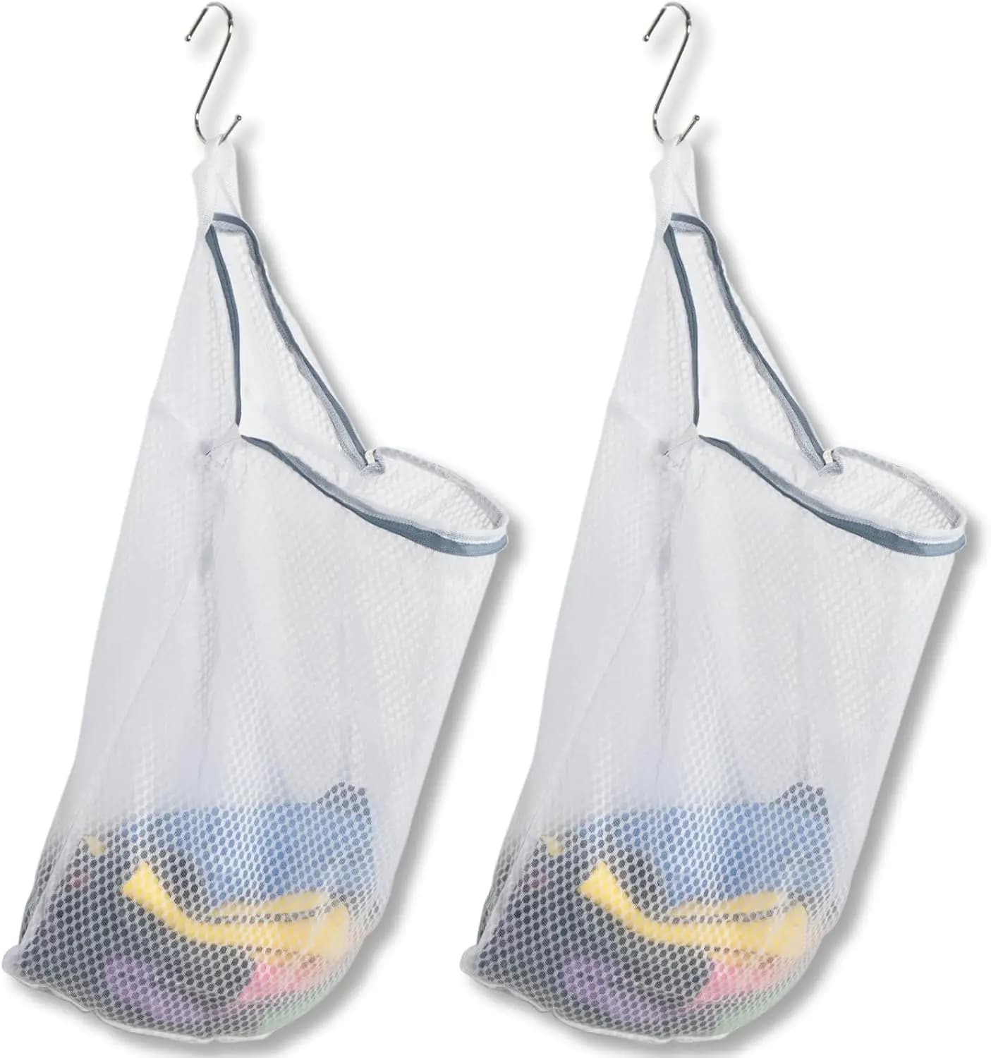 Confezione da 2 Sacchetti a Rete per Bucato con Ganci, 15x12" Sacchetti per Lavaggio di Capi Delicati e Lingerie