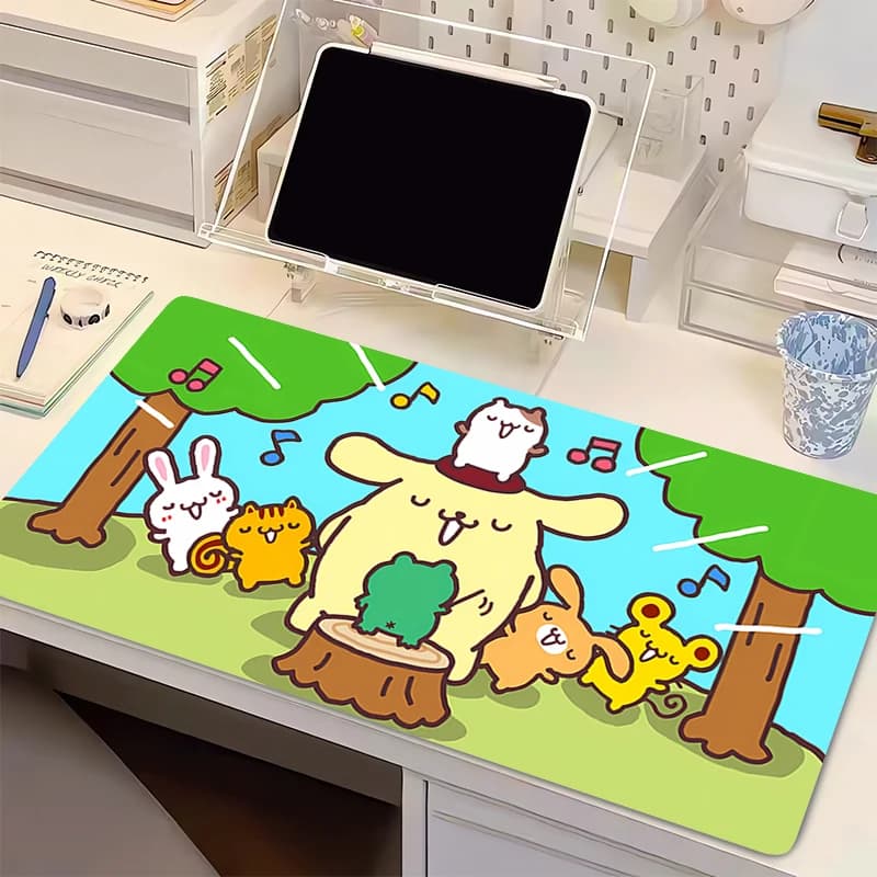 Tappetino per mouse 90x40cm Pompompurin professionale per eSports, per giocatori, con bordo in gomma, esteso, per scrivania, tappetino per tastiera