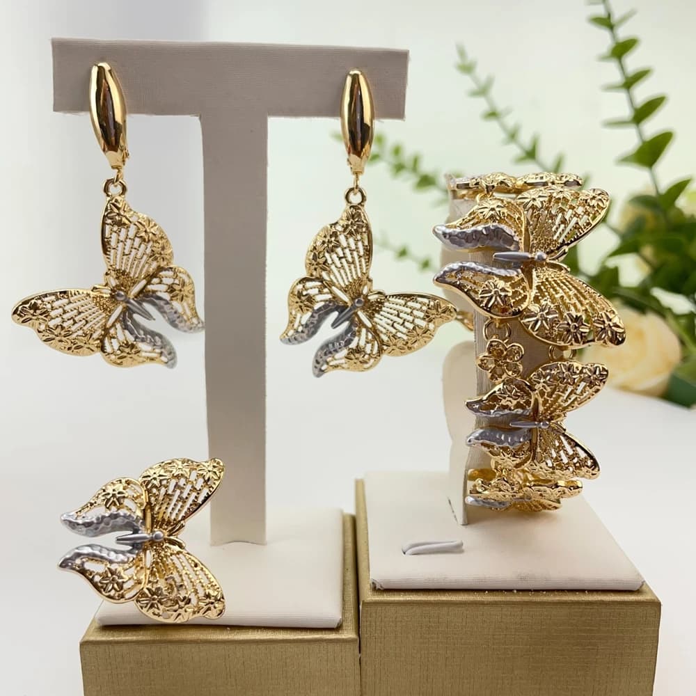 Set di Gioielli Placcati Oro in Stile Italiano Dubai, Collana con Grande Ciondolo, Set di Gioielli Leggeri per Donna FHK29256