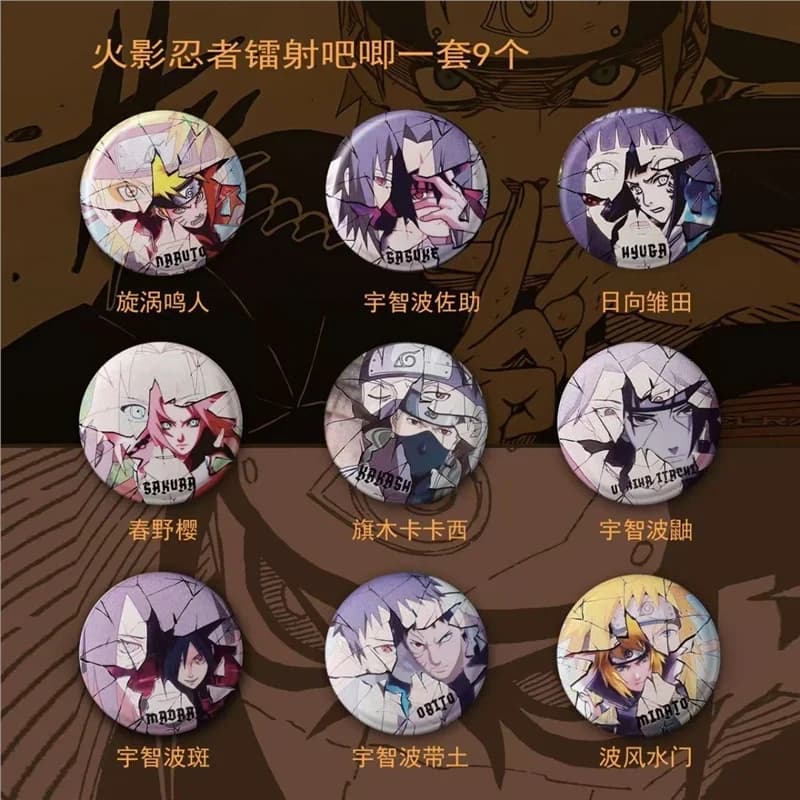 NARUTO anime merce cartone animato simpatico distintivo creativo personalizzato per ragazzi e ragazze decorazione zaino spilla in latta regalo