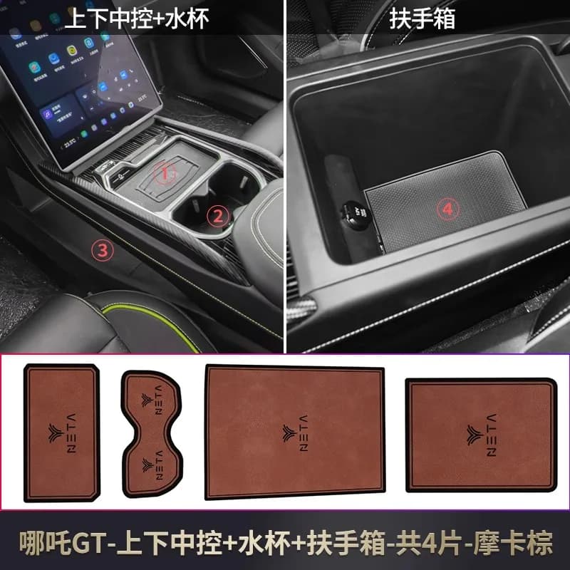 Car Door Groove Mat Neta GT central console mug mat glove box glove box mat with automatic gate slot
