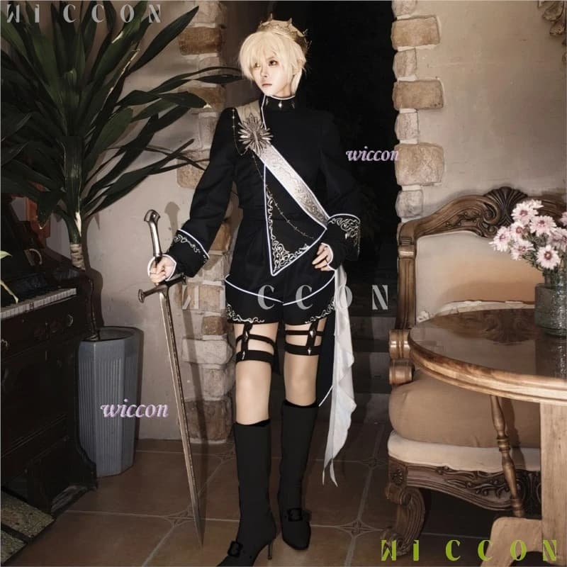 Original Jirai Kei Ouji Gothic Lolita Set – Ornate Prince Style Femboy Outfit with Sash + Tailored Blouse + Shorts