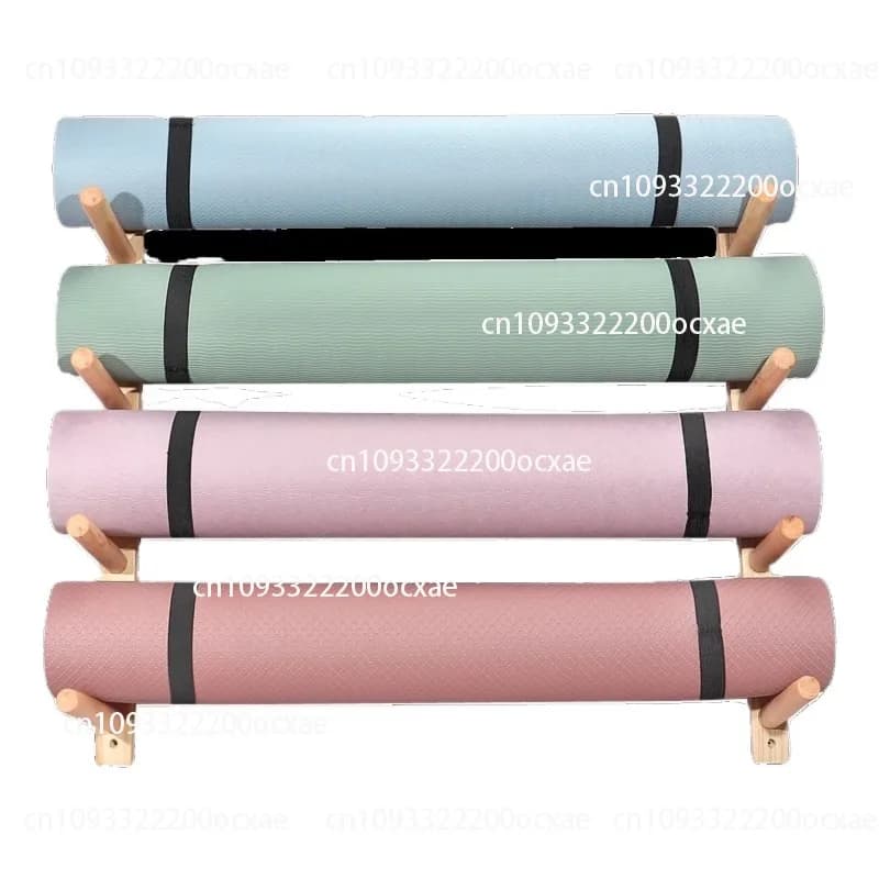 Yoga mat holders in solid wood, wall shelf, yoga studio mat holder with wheels
