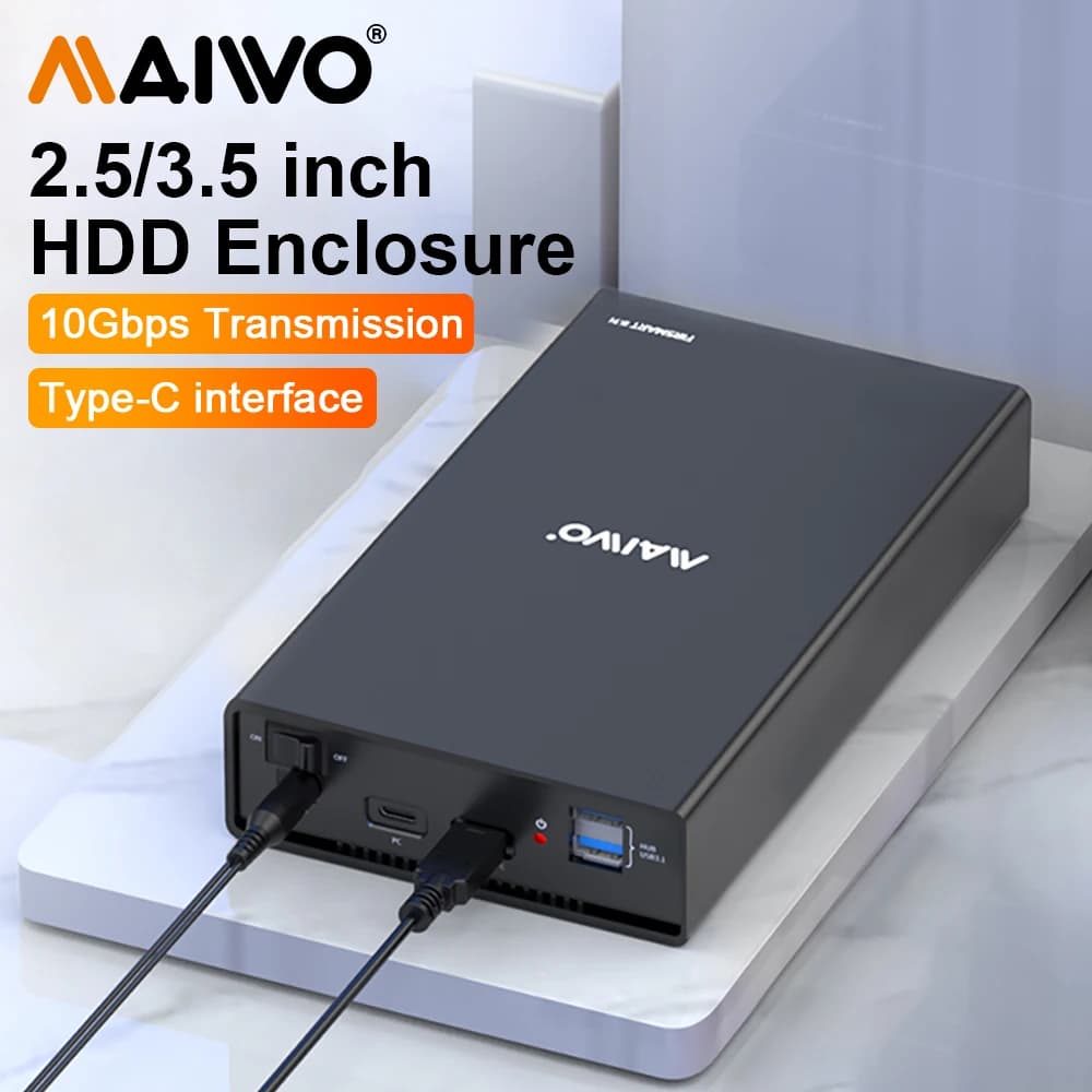 MAIWO HDD Case 2.5 ''/3.5'' SATA a USB 3.0 custodia per disco rigido per SSD Disk HDD Box custodia USB C 3.1 custodia HDD esterna HD
