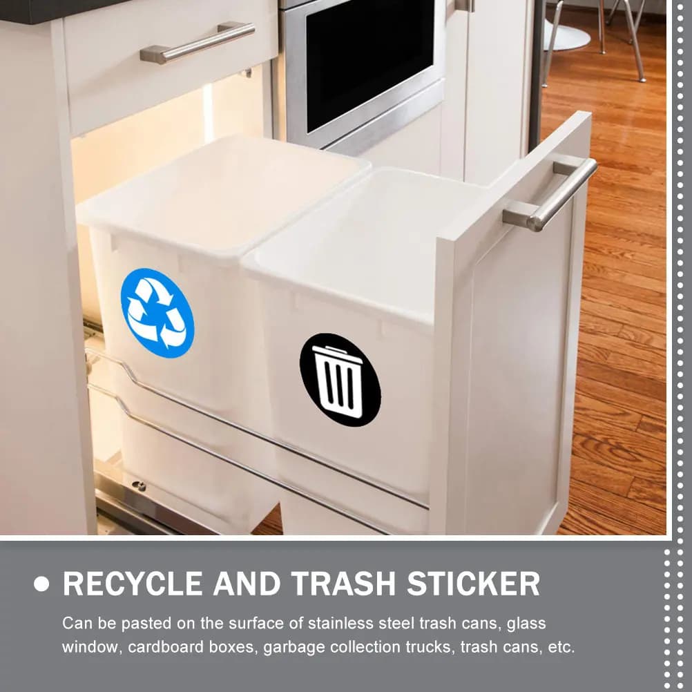 Set di Adesivi per la Classificazione dei Rifiuti, Etichette in PVC per Riciclaggio per Contenitori in Metallo, Finestre e Barattoli in Acciaio Inox