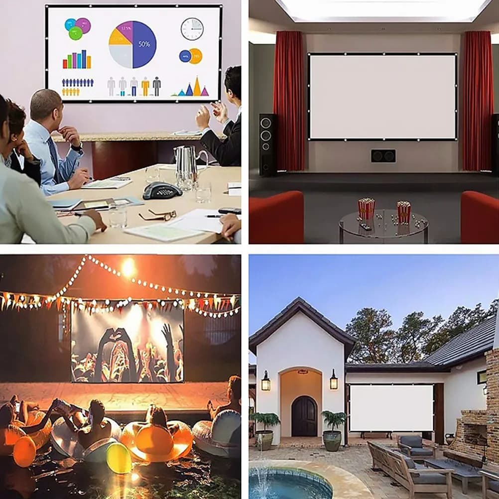 84 Inch Foldable Portable Projector Screen Polyester Indoor Outdoor Classroom High Definition Movie