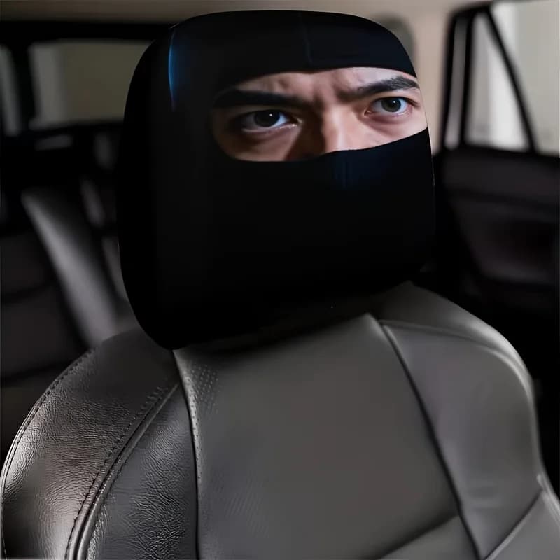 2 headrest cover for printed auto seats with Mysterious Eye Cool Mask pattern - Universal models, easy to install and remove
