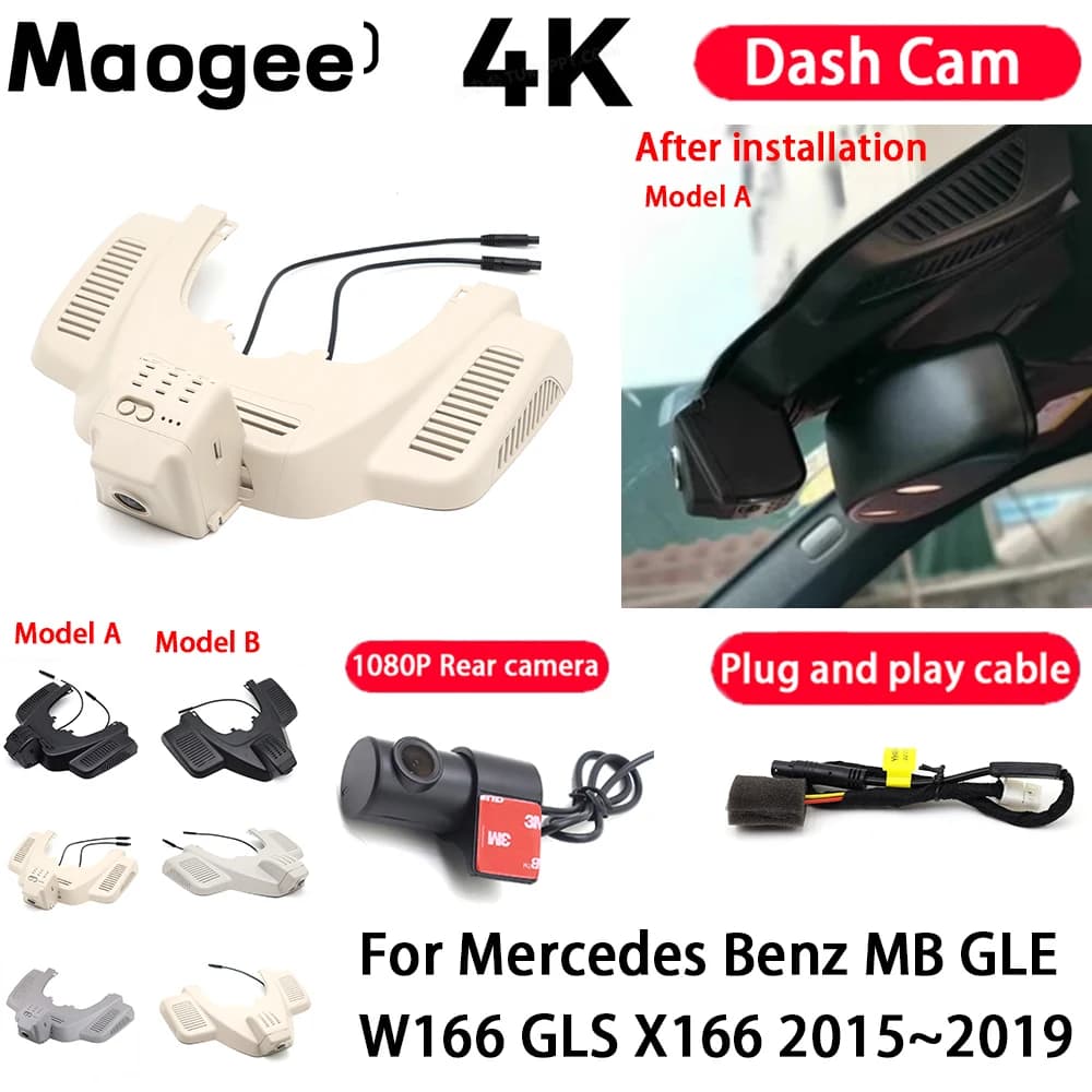 4K Plug and Play Car Camera, Video Recorder with Night Vision for Mercedes Benz MB GLE W166 GLS X166 2015- 2019