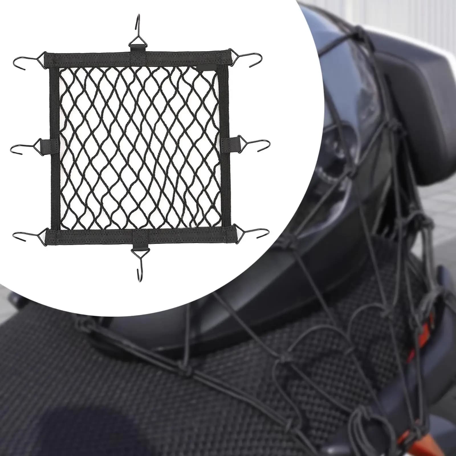 Universal breathable bike net for back seat, helmet cover, cushion cover, cycling elastic mesh bag, bike, motorcycle, ATV