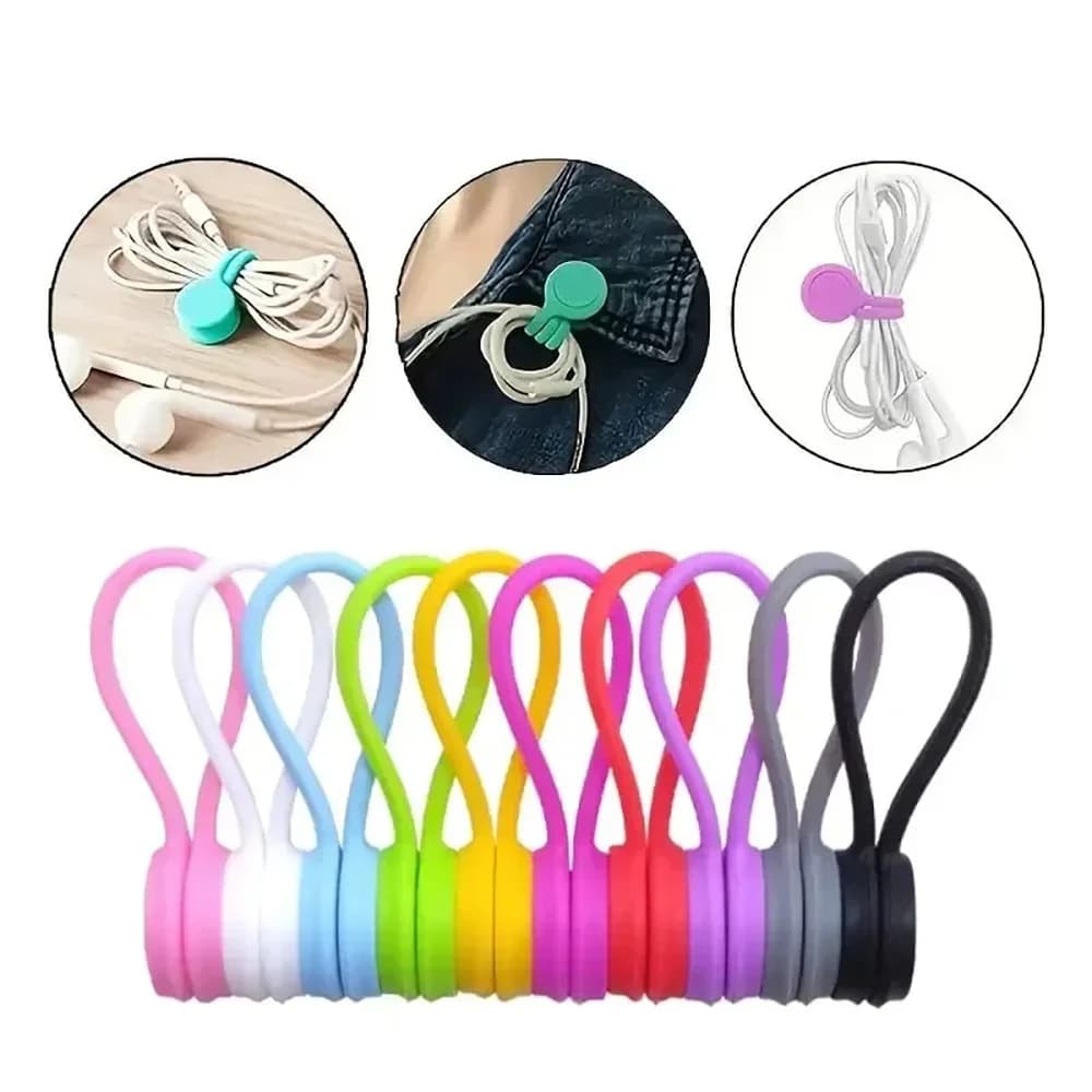 Cable Management 3/10pcs Organizer Reusable Magnetic Cable Ties Silicone USB Data Cord Winder Earphone Wire Protector Ties Stand