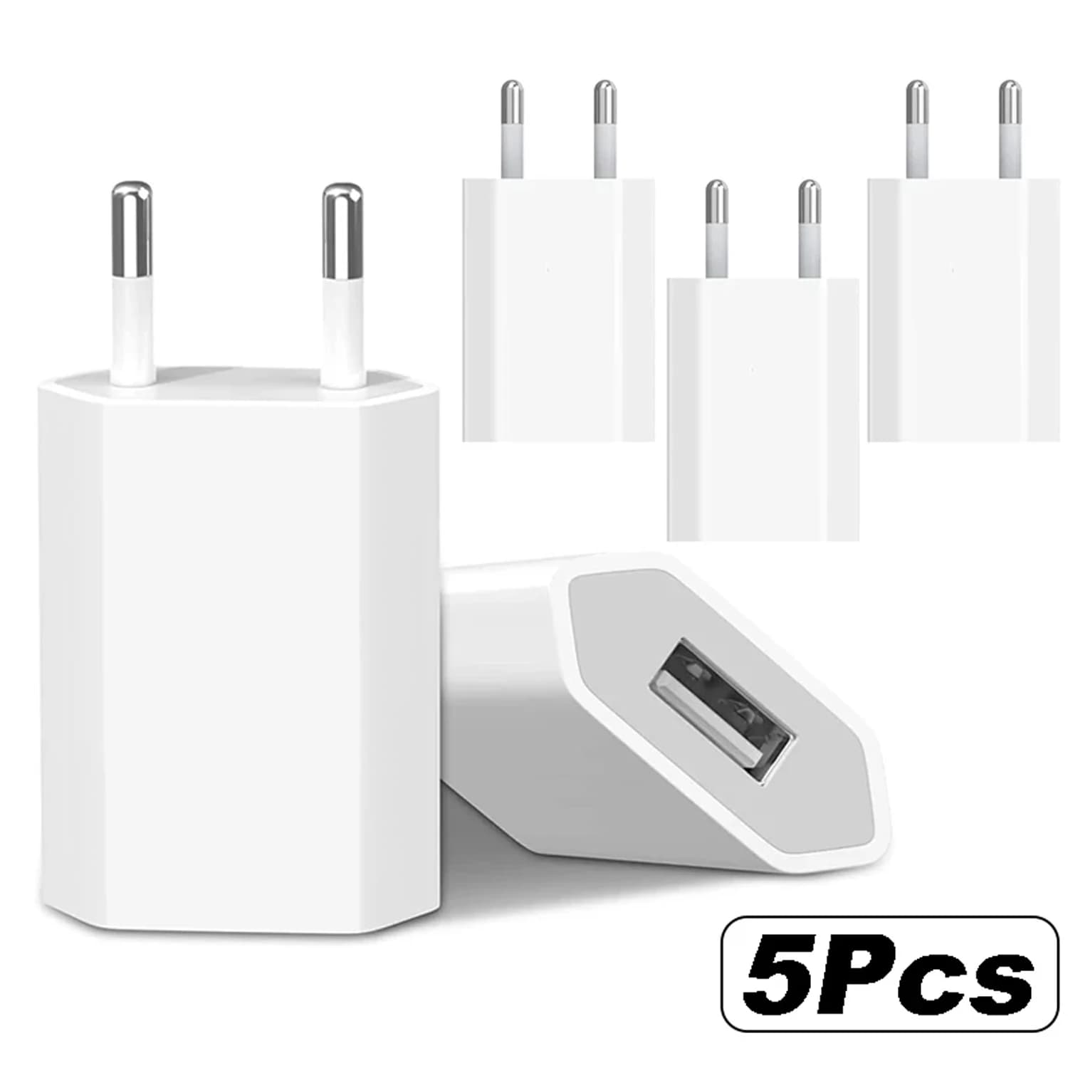1-5 Pz Universale 5 V 1A Spina UE USB Caricatore Del Telefono Da Parete Per iPhone Samsung Xiaomi Redmi Google Huawei Adattatore di Alimentazione del Caricatore