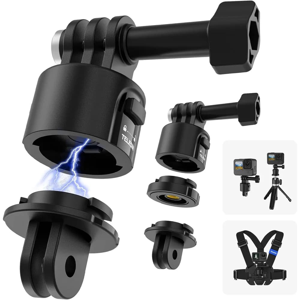 TELESIN Base adapter for mounting on magnetic quick release camera for GoPro DJI Selfie Stick Petto Backpack Bike Helmet