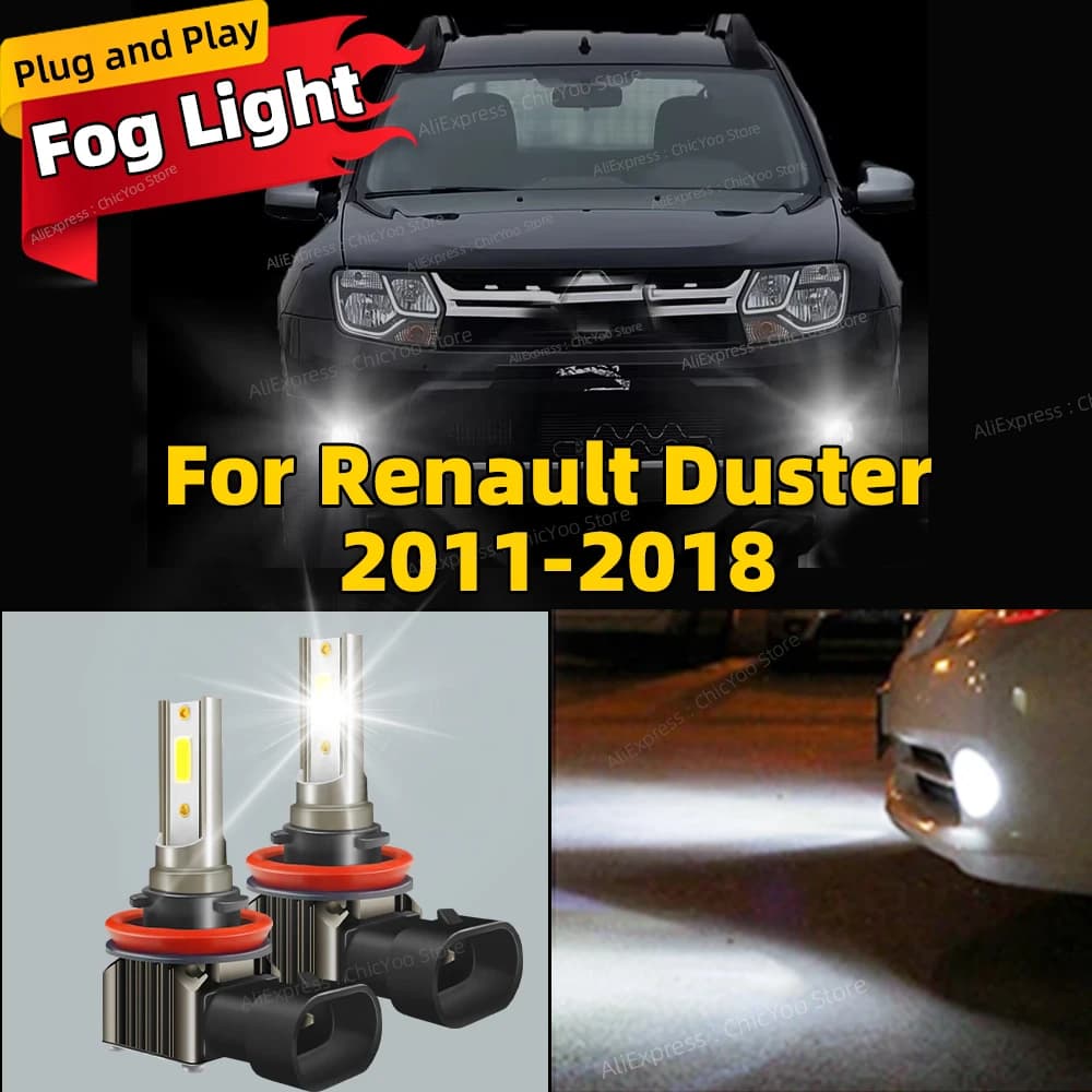 6000K Front Fog Light 2pcs LED Bulb Accessories Lamp 80W For Renault Duster 2011 2012 2013 2014 2015 2016 2017 2018