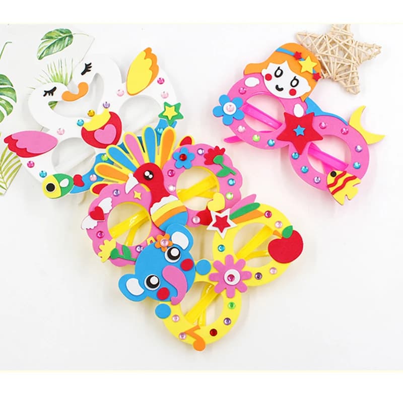 2/6/12 Set Cartoon EVA Occhiali con diamanti FAI DA TE Stereoscopico Arte Mestiere Giocattolo Artigianato 3D Adesivi Giocattoli per bambini Regalo di compleanno