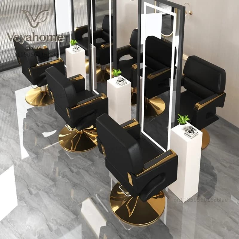 Professional Salon Chair Adjustable Hydraulic Styling Chair with Stainless Steel Base High-Density Cushion Modern Barber Beauty