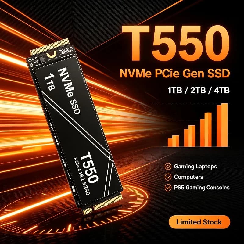 T550 1TB, 2TB, 4TB NVMe PCIe Gen Internal Solid State Drives, for Gaming Laptops, Desktop Computers and PS5 Gaming Consoles.