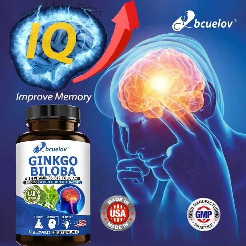 Advanced nootropic brain booster supplement improves memory, improves focus, increases nerve energy and IQ health vitamins B12, B6
