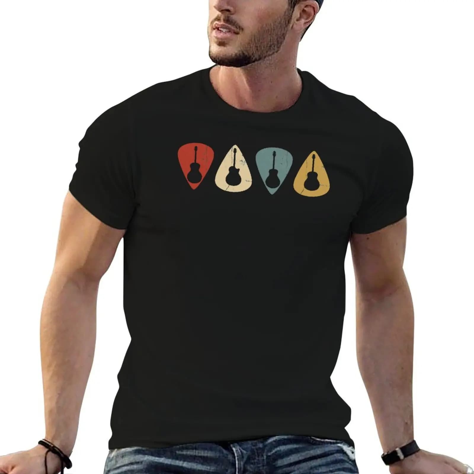 T-shirt Acoustic Guitars Picks Retro For Guitar Player, t-shirt con stampa personalizzata, t-shirt anime, t-shirt oversize, t-shirt personalizzata