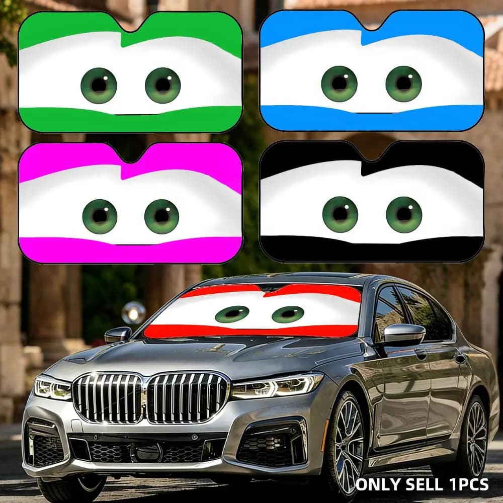 Parasole per Auto Anime con Occhi Carini, Pieghevole in Alluminio - Protezione UV e Isolamento Termico