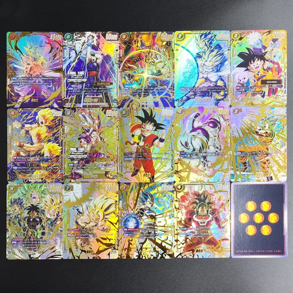 Dragon Ball 14Pcs Super Card Game Fusion World DIY Textured Holo Cards 2026 Japan Goku Vegeta Broly Collectible Trading Card