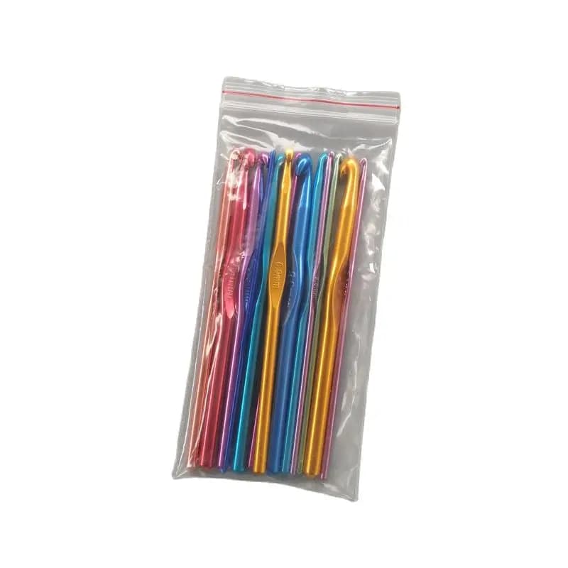 Set di ferri da maglia in alluminio multicolore da 14 pezzi con uncinetti Strumento artigianale per tessitura 2.0-10.0mm per maglieria e artigiani