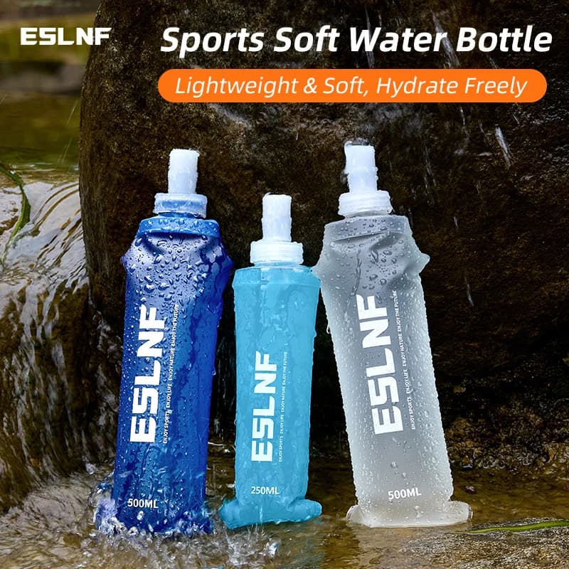 ESLNF 500ml Collapsible Water Bladder Soft Water Bag BPA‑Free Food Grade Leak‑Proof Portable Running Cycling Camping Hydration