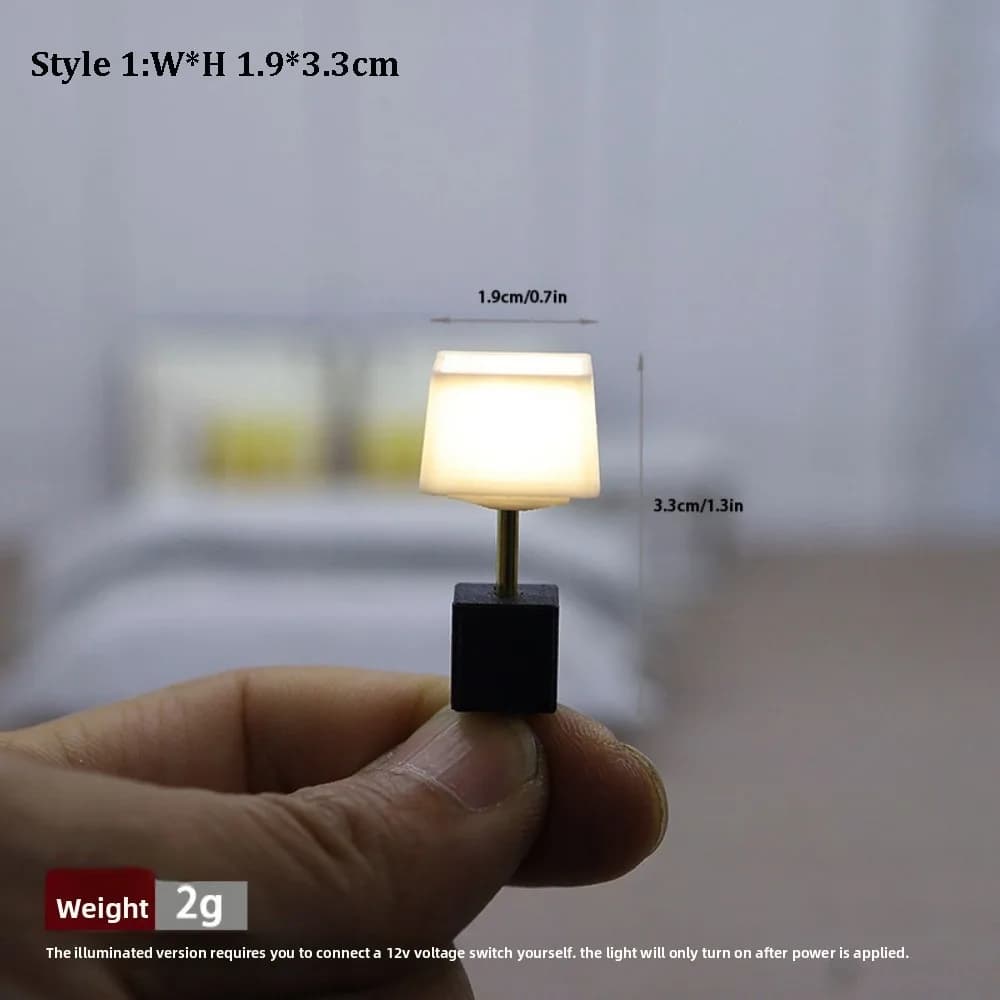 Mini Lampada da Tavolo LED Modello 1:12, Lampada da Terra Multistile per Casa e Camera da Letto, Illuminazione Fai-da-Te
