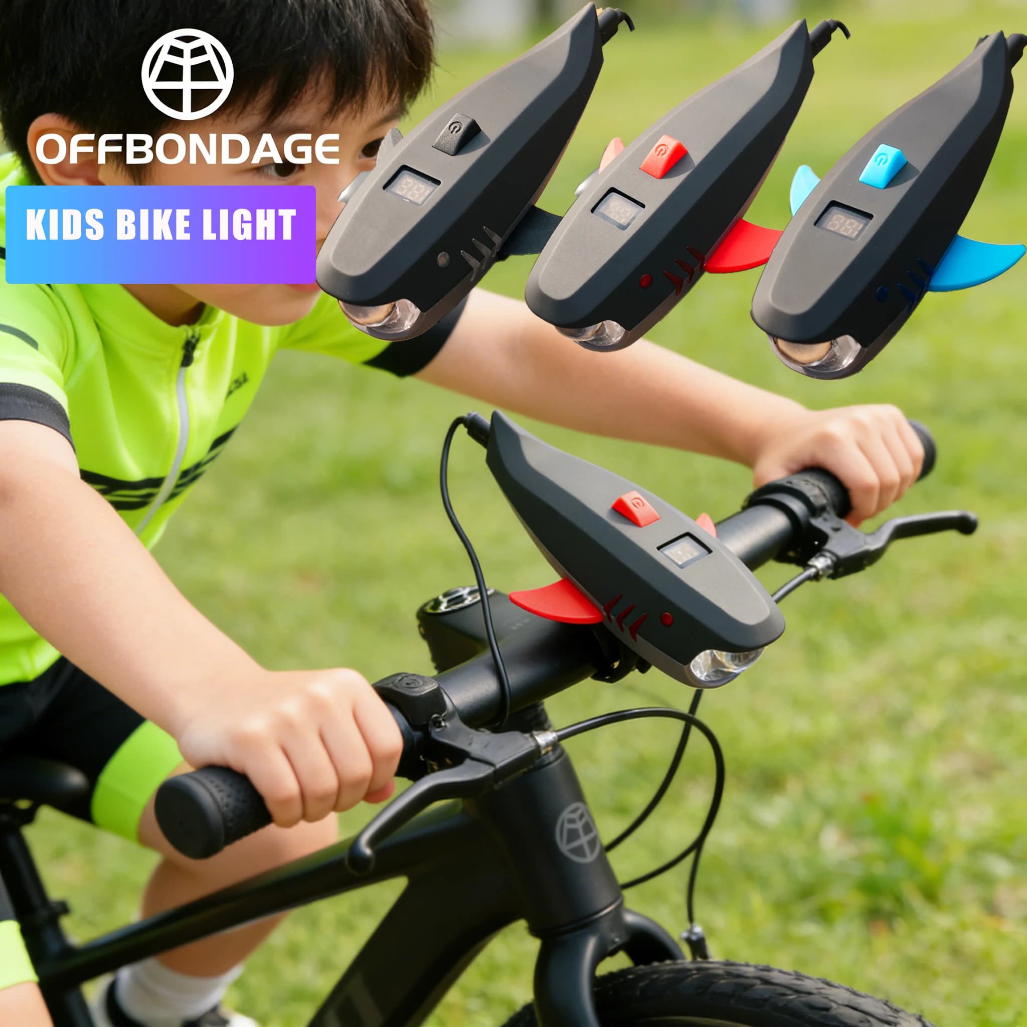 OFFBONDAGE Clacson for Bicycle 3 Lighting Mode Children's Bike Light Cartoon Type-C Rechargeable Bike Accessories Faro