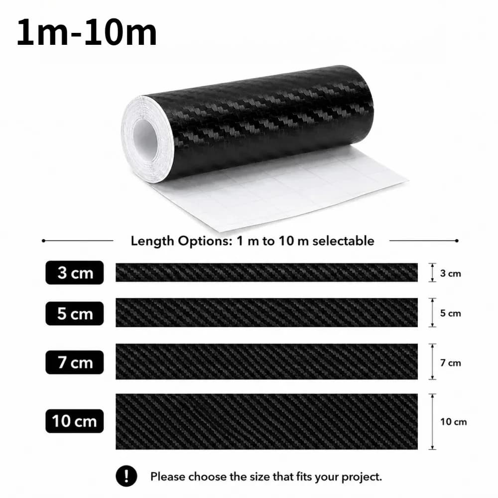 1m-10m 3D Carbon Fiber Anti Collision Film Car Door Edge Guards Door Sill Protector Waterproof Scratch Cover Strip Stickers Tape