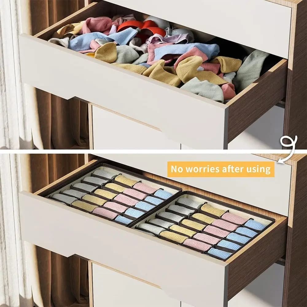 Clothes Ties Underwear Storage Organizer Large Capacity Foldable Drawers Clothes Organizer Multifunction 24-Grid